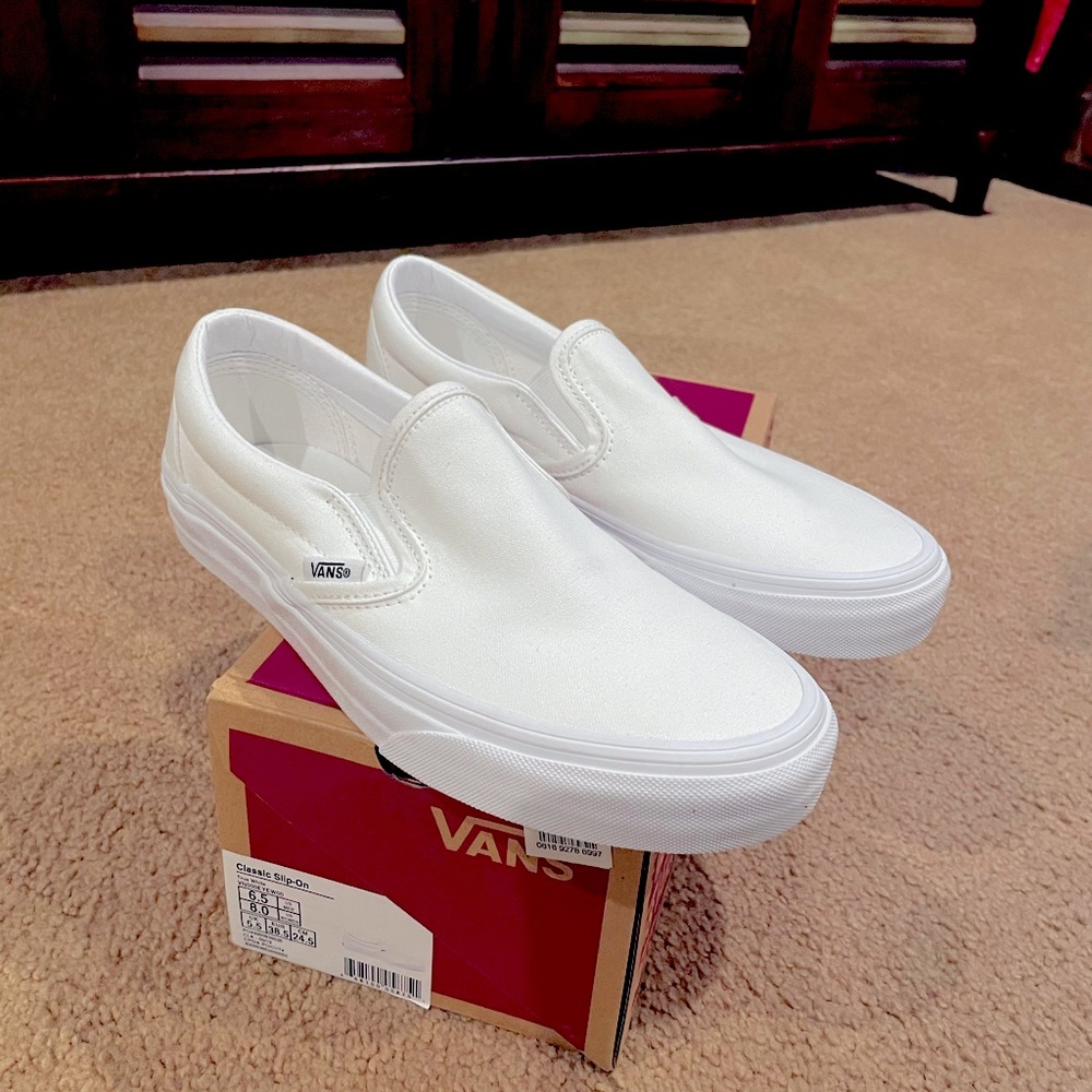 White Slip on Vans. NWT